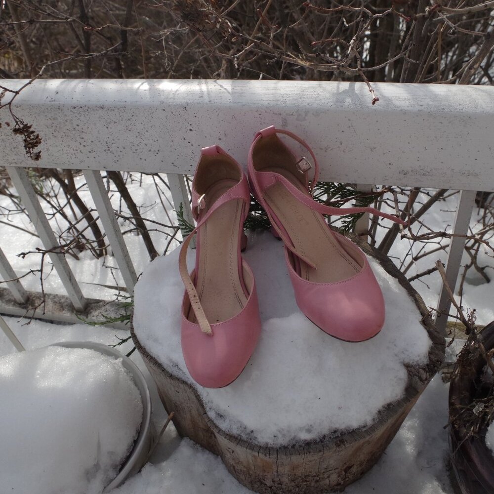 Pink Heel Ankle Strap Ladies Shoes By Chase & Chloe